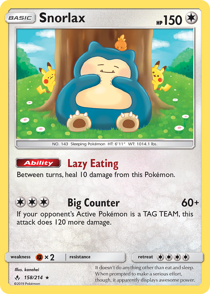 Unbroken Bonds Holo Snorlax #158/214